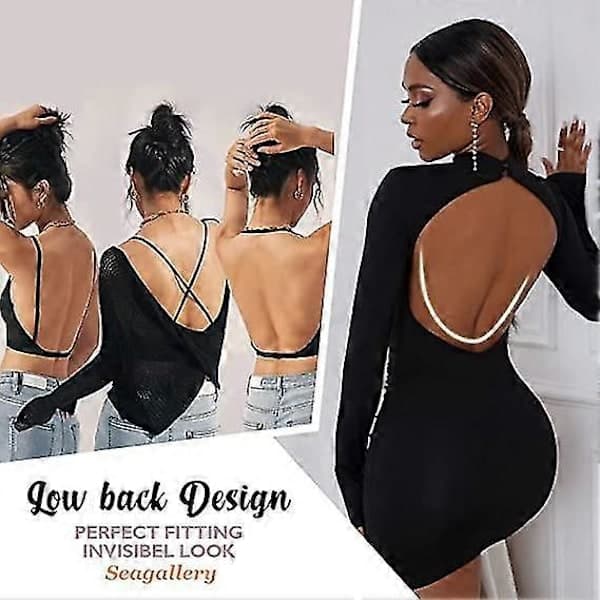 Low Back BH Wireless Deep V-Neck Multiway Convertible Spaghetti Strap Backless Bra For Women L