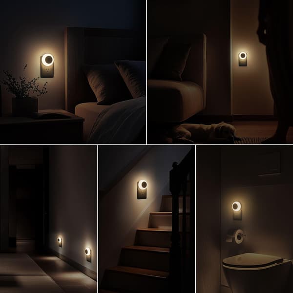 Nattlampa med sensor, 2-pack, varmvit LED-nattlampa för babyrum, barnrum, sovrum, dag- och nattsensor