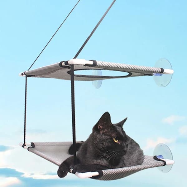 HA-Cat Window Bed Cat Hammock Window Bed Double Large Cat Space-Saving with 6 Suction Cups