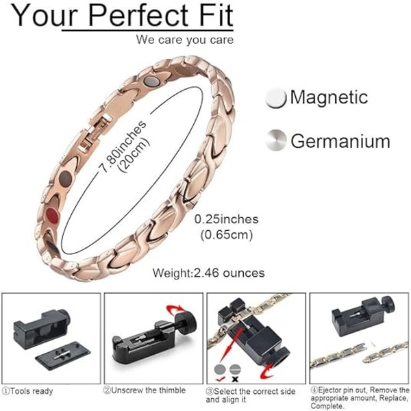 Rena Koppararmband för Kvinnor Artrit & Ledvärk, Koppar Magnetarmband för Kvinnor med Effektiva Läkande Magneter