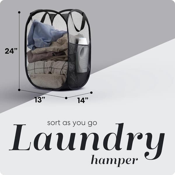 Foldable Laundry Basket - 60 x 30cm - Laundry Baskets - Mesh - Breathable - Durable - Laundry Sorter