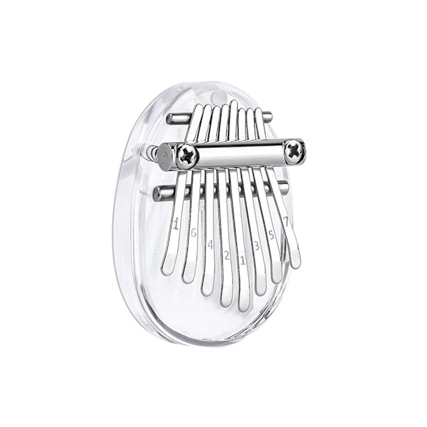 8-tone Mini Tommelklaver Transparent Fem-Finger Klaver Bærbar Begynder Finger Klaver Hvid Elliptisk