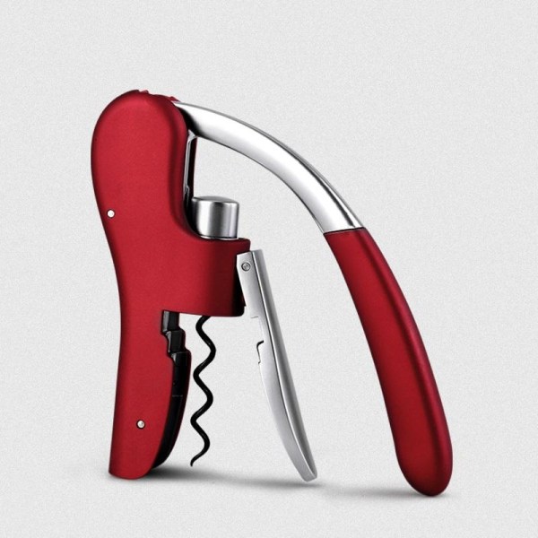 Wine Opener Compact Vertical Corkscrew Wine Bottle Opener with Built-in Foil Cutter （red）