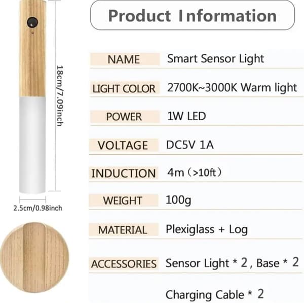 Simple Elegance: Motion Sensor Night Light, Rechargeable Magnetic Wall Lamp, Energy Saving, Easy Installation, Indoor, Wide Application