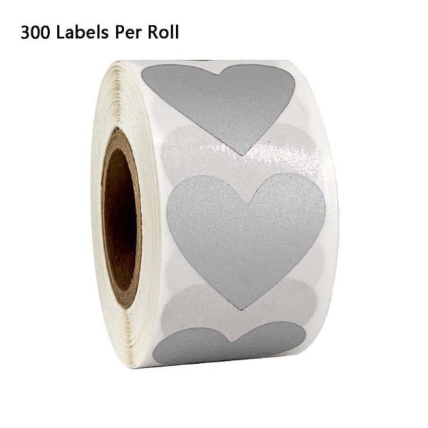 Love Heart Shape Naturlig Kraft Permanent selvklæbende etiket 1,5'' Farvekodning Dot Labels 3 ruller 900 stk (Sølv Golden Rose Gold)