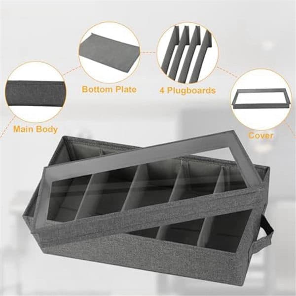 Cutlery and Utensil Storage - Durable Cutlery Box with Adjustable Divider, 5 Compartments