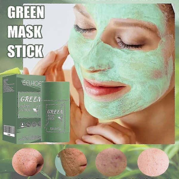 Green Tea Solid Mask Stick - Deep Cleansing, Moisturizing, Oil Control & Pore Minimizing for Radiant, Smooth Skin - 40g
