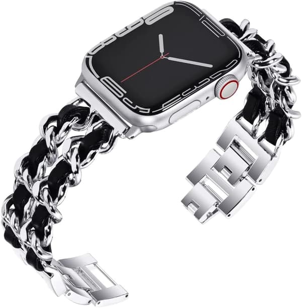 Sort sølv 38/40/41mm, rem til Apple Watch serie 9/serie