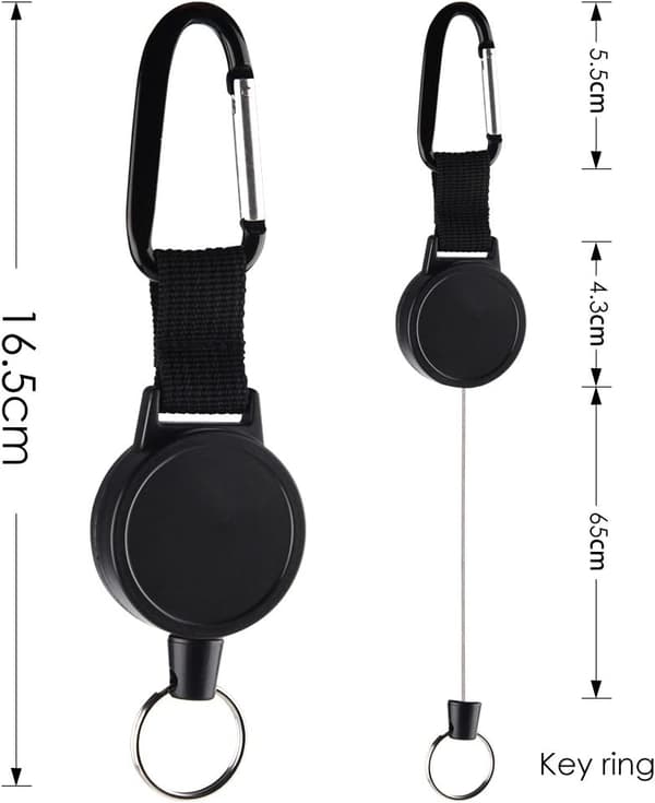2-pack Heavy Duty Retractable Keychains with 65cm/25in Steel Wire