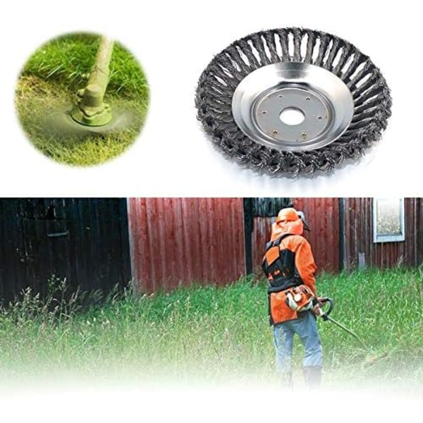 Ståltråd Brush Cutter Trimmerhode, Heavy Duty Wire Wheel Brush Disc Trimmerhode Plengressklipper Ugressbrett med