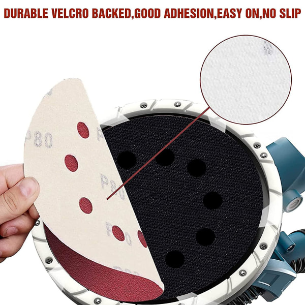 225mm Slippappersskiva 10 st P100 Korn 10 Hål Slippappersskiva 225mm Runda Slippapper för Gipsväggslip Giraffslip