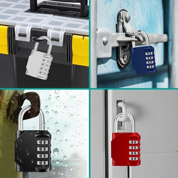Combination Padlock, 4-Digit Combination Padlock, Gym Lock, School Lock, Weatherproof Outdoor Combination Lock (Black)