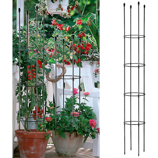 Blomkruka Stöd Bur, Monterad Rund Stödring, Tomatbur, Pelare, Blomkruka Klätter Spaljé För Krukväxter Vertikala Klättringsväxter