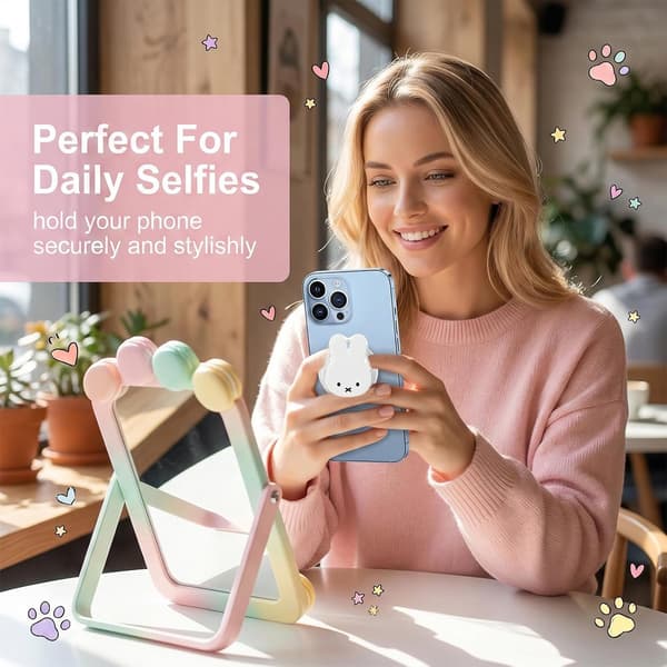 1-pack vikbar magnetisk smartphonehållare, kanindesign, mobiltillbehör, vit