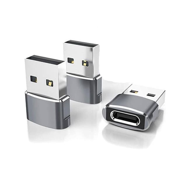 USB-C-sovitin 3 kpl, Type C naaras-USB A urosmuunnin, harmaa