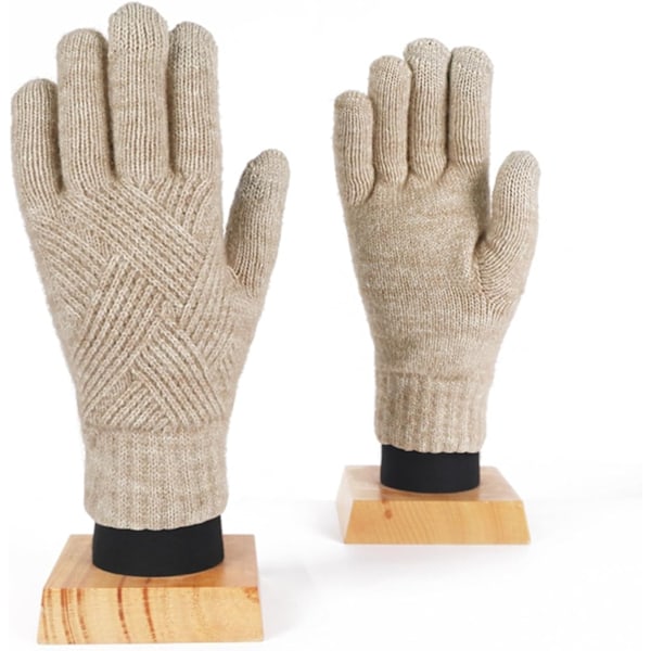 Vinterhandsker til kvinder Touchscreen Dobbeltlags Elastisk Termisk Strikket Foring Varme Handsker til Koldt Vejr