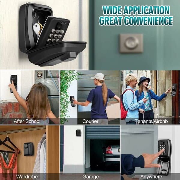 Black Waterproof Large Outdoor Security Key Box with 12-Digit Co