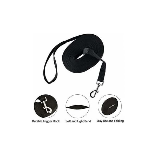 Dog Leash (10m Black), Dog Training Leash with Handle
