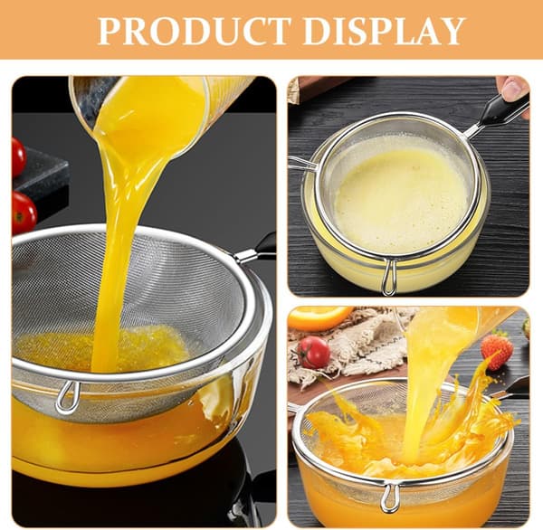 Cooking Strainer Kitchen Sieve 40 Mesh 304 Stainless Steel Fine Mesh Ergonomic Handle Multifunctional