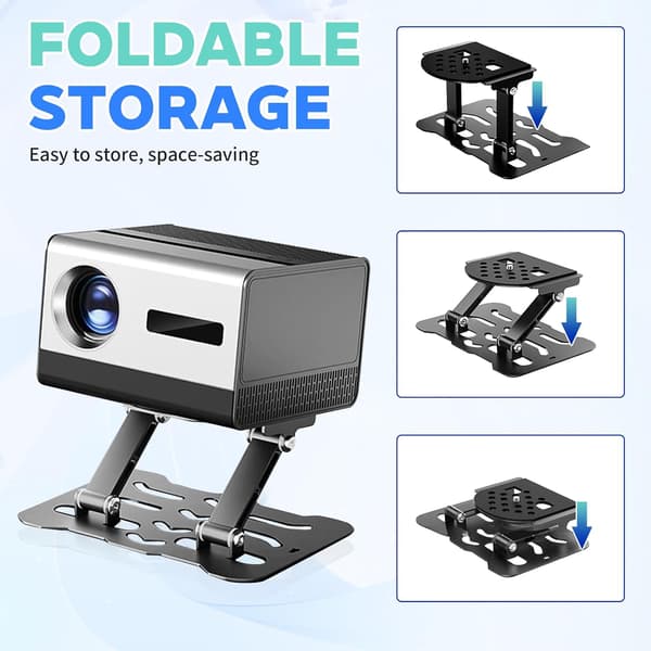 Projector Mount, Universal Adjustable 180° Foldable Metal Projector Bracket for Ceiling, Easy to Install, Up to 10 kg