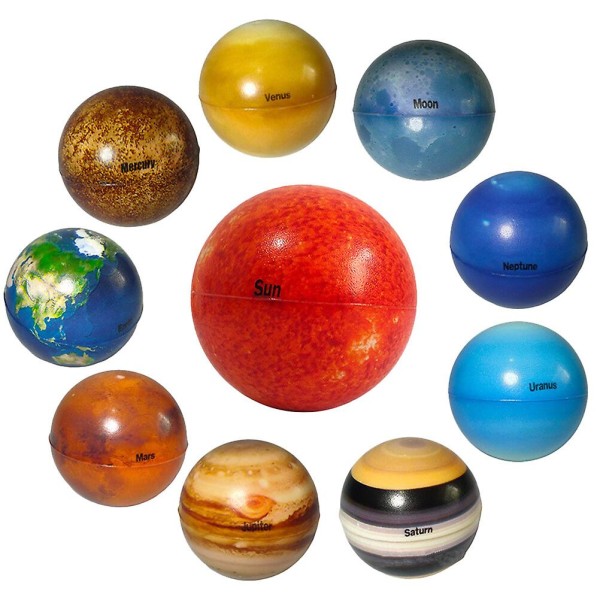 10 stk Solar System Stress Baller Solar Planeter Baller Barn Hoppeball Leker Squeeze BallsAsortert Colo Assorted Color M