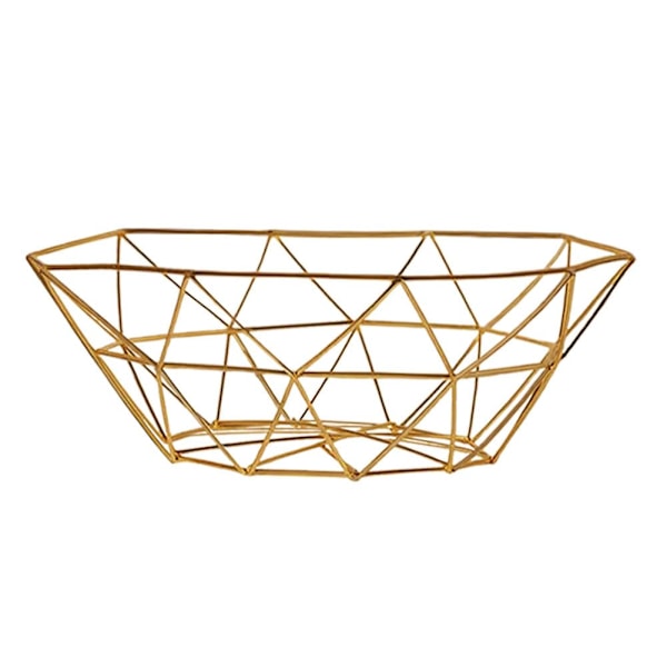 Geometrisk Fruktskål i Metalltråd, Fruktförvaringskorgar i Järnkonst för Köksbänk (Guld, Normal).