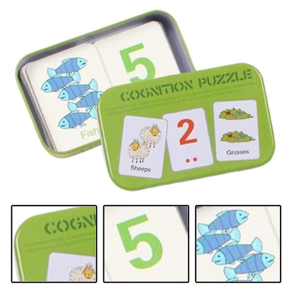 Roligt förskola interaktivt matchande kortspel Kindergarten Abc Alfabetet Ordformer Djurigenkänning Blixtordskort Grön 30 stycken