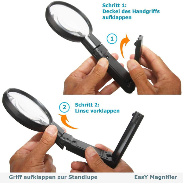 2/4x lukulasit, pieni 3x lukulasit LED-valolla; Valoisa lukulasit lukemiseen, handsfree-lukkulasit; Lahja