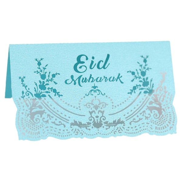 Blå 100 stk Mubarak Fest Hule Måltidskort Lykkelige Invitasjonskort Borddekorasjon Blå