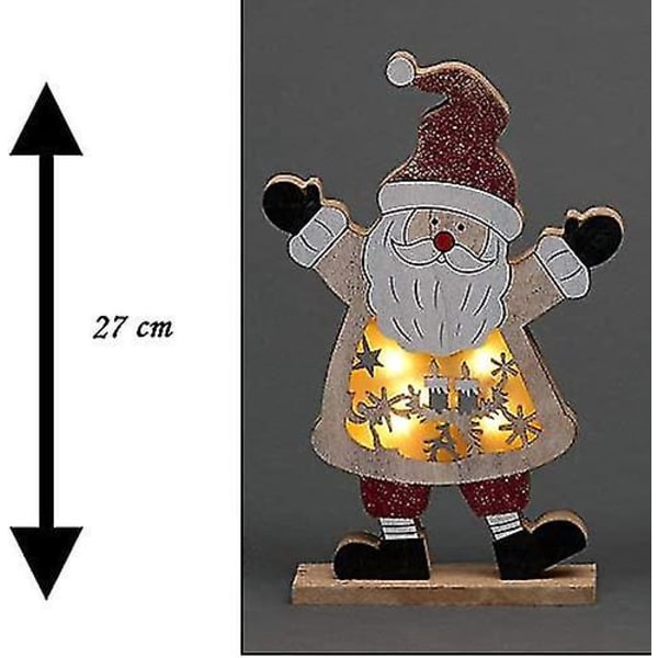 LED-belyst träjultomte snögubbe ren jul hem inomhus bordsdekorationer prydnader mittpunkt