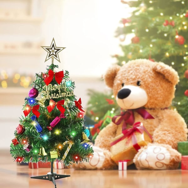 50 keinotekoista joulukuusta, pieni joulukuusi keijuvaloilla ja koristeilla, joulukoristeet pöytään