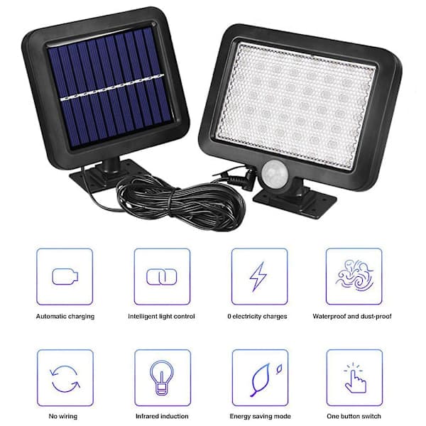 Solcellelamper for utendørs bruk, 56 LED solcellelampe utendørs med bevegelsessensor