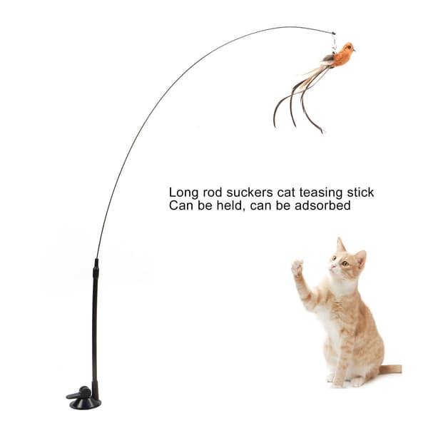 Interactive Cat Toy with Feather and Suction Cup for Indoor Use