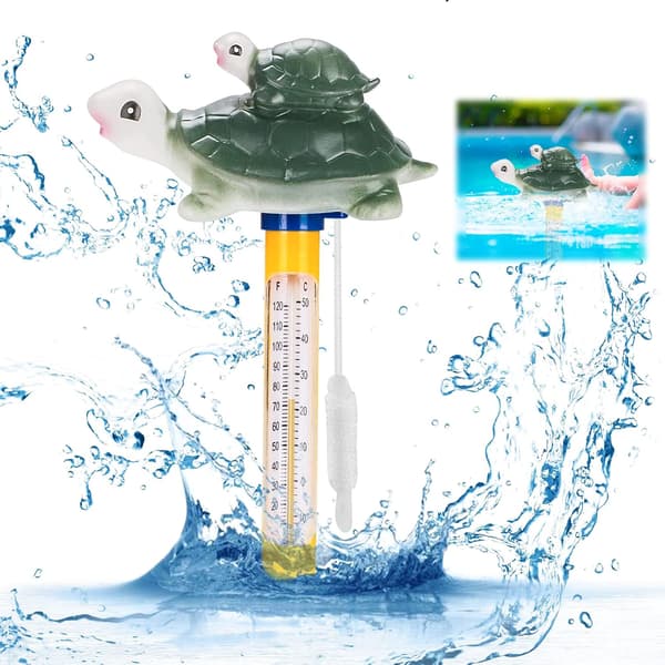 Pooltermometer, flydende pooltermometer med snor, til pools, spaer, boblebade, akvarier, fiskedamme
