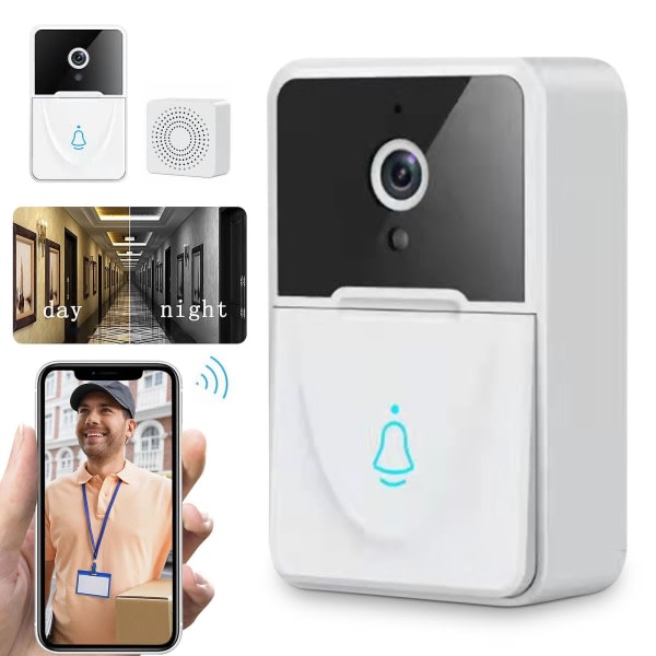 Universal Smart Home Video Dørklokke Wifi Kamera Trådløs Dørklokke Call Intercom Video Automatisk Indu White