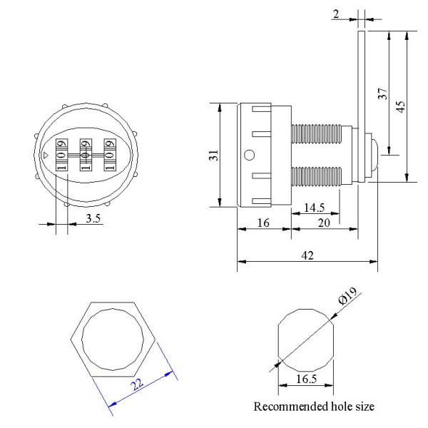 Valkoinen koodilukko koodattu laatikkokaappilukkoDigitaalinen mekaaninen sinkkiseoksesta valmistettu 3-numeroinen yhdistelmäkoodi kaappikaappilaatikolle