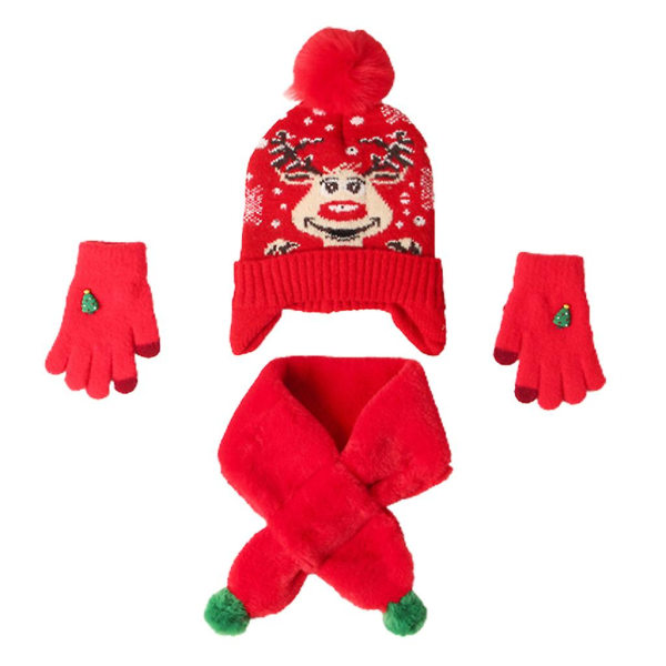 3st Tomteluva Scarf Handskar före jul Rolig presentförpackning Pojkar Flickor