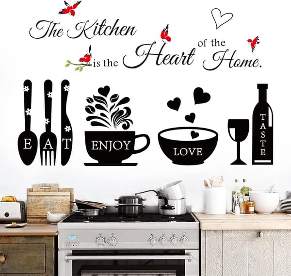 1 pc Kitchen Quote Wall Decals Kitchen Dining Room Wall Decals Wall Art Kitchen Utensil Decorations Wall Decor for