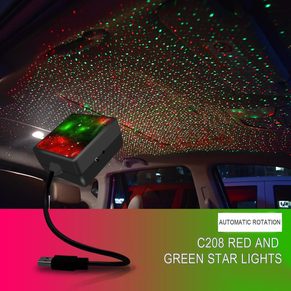 Auton joulukuusi- ja lumihiutaleprojektiolamppu USB-liitännällä, tähti, juhlakoriste, LED-valo D