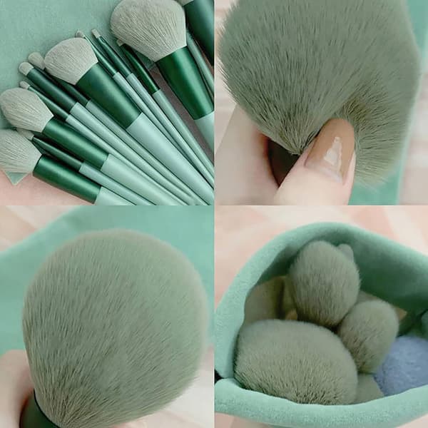 Makeup Brush Set, 13 Pieces Makeup Brushes with Bamboo Handles and Silver Ferrules, Essential Beauty Tools for Face, Eyes for Beginners