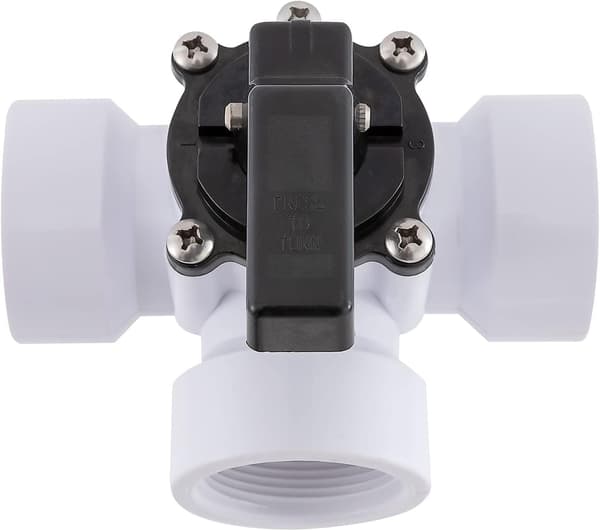 3-vejs PVC-solventil med 1 1/2\" indvendigt gevind + 3 rørstudser 32-38 mm med O-ring