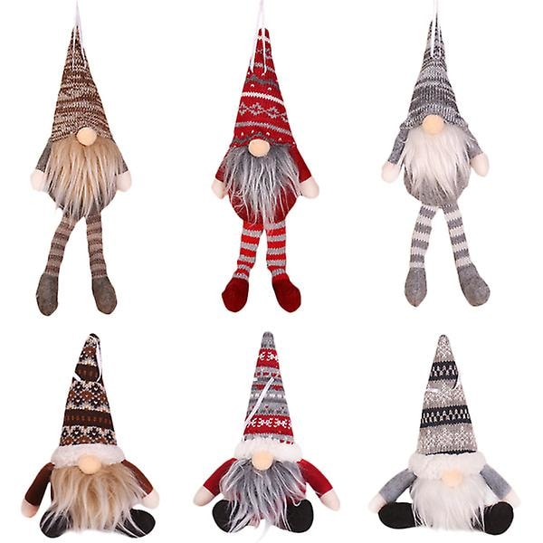6 st 1 Set Bedårande Jul Tomte Dockor Nya Dekorationer (röd Grå Brun) Röd30x10x5cm