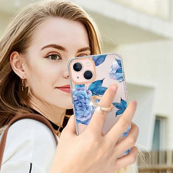 Ring IMD Blomster TPU-deksel for iPhone 14 Plus
