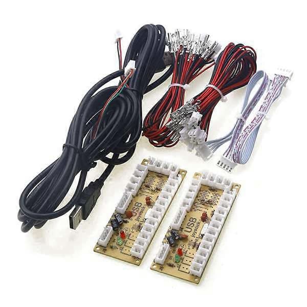 2X Noll Forsinkelse Arkade DIY Kit USB-koder PC til Joystick for 5-pinners Joystick og 2,8 mm Knapp