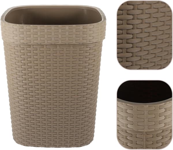 Large Capacity Imitation Rattan Trash Can with Wide Opening Design