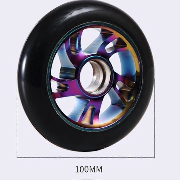 2 stk. 100 mm Erstatningshjul til Scooter med Lejer, Stunt Scooter PU Hjul til Gynge Biler, Ekstreme