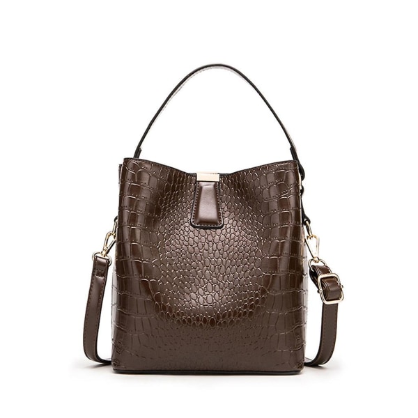 Crossbody-väskor för kvinnor och flickor, handväskor, damer, hinkformade axelväskor, PU-läder, satchel, tote, kaffe