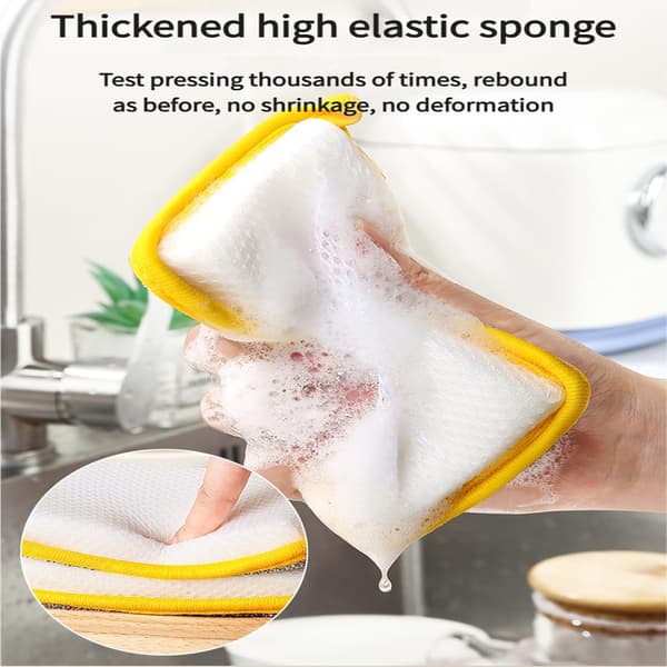 Double-Sided Dish Sponge Scrubber Multifunctional Absorbent Kitchen Cleaning Tool 5-pack