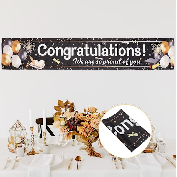 Glædelig Graduation Baggrundsbanner Elegant Graduation Ceremoni Hængende Banner Dekoration Foto Prop 210X40