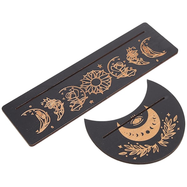 Kuun Koriste Puinen Tarot-teline Puinen Merkkiteline Alttarin Tarjousteline Arvonnan Tarot Black 25X7.5X2CM